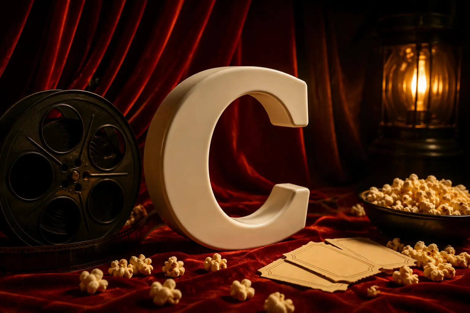A white C among vintage cinema objects